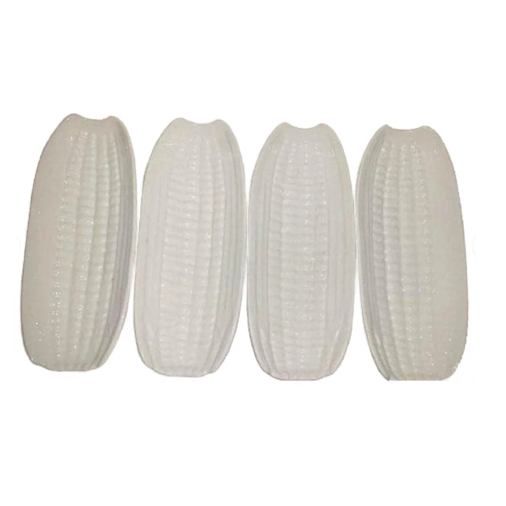 Vintage White Pottery Corn Holder Trays, Set of 4
